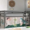 Kinder Wohnen Graues Kinderzimmer Hochbett Dinosaurier - Julmatra