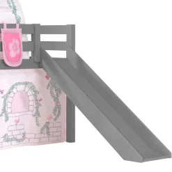 Kinder Wohnen Graues Mädchen-Hochbett mit Rutsche - Borgio