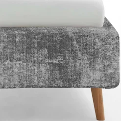 Wohnen Graues Polsterbett mit Boucle Bezug und Holzfüßen - Endrov