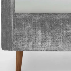 Wohnen Graues Polsterbett mit Boucle Bezug und Holzfüßen - Endrov