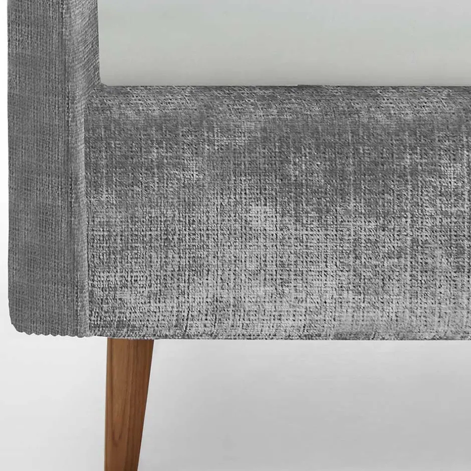 Wohnen Graues Polsterbett mit Boucle Bezug und Holzfüßen - Endrov