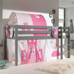 Kinder Wohnen Graues Prinzessin Hochbett mit Tunnel - Lasito
