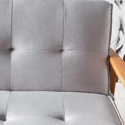 Graues Sofa mit Holzgestell Eiche - Florynn^Wohnen