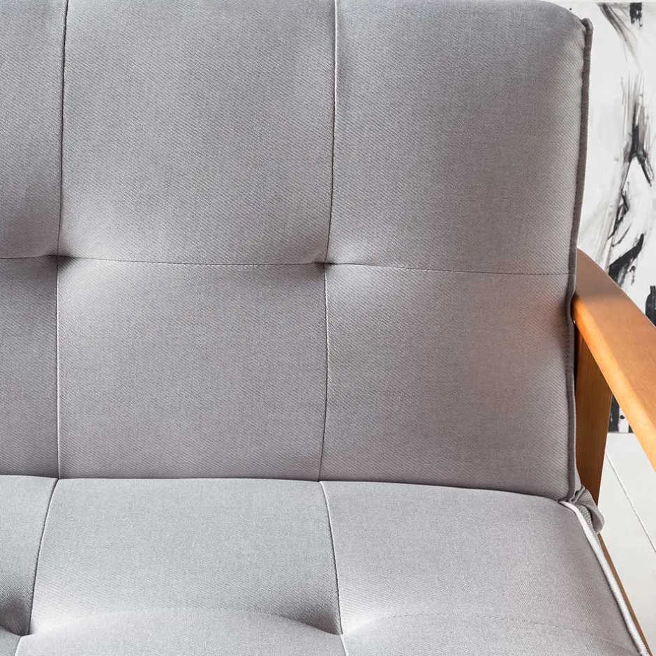 Graues Sofa mit Holzgestell Eiche - Florynn^Wohnen