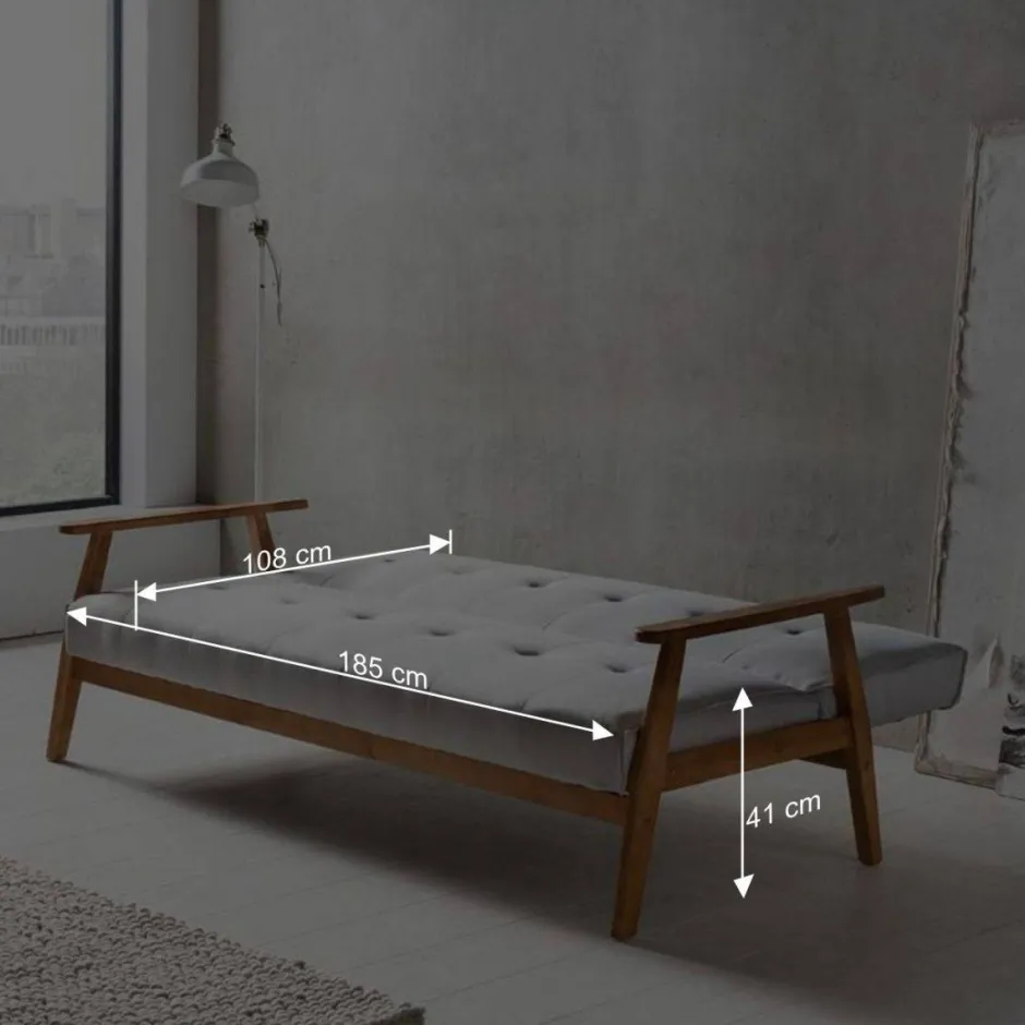 Graues Sofa mit Holzgestell Eiche - Florynn^Wohnen