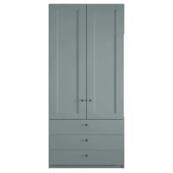 Graugrüner Kleiderschrank 2-türig mit 3 Schubladen - Rajavo^Wohnen Hot
