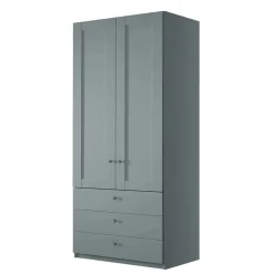 Graugrüner Kleiderschrank 2-türig mit 3 Schubladen - Rajavo^Wohnen Hot