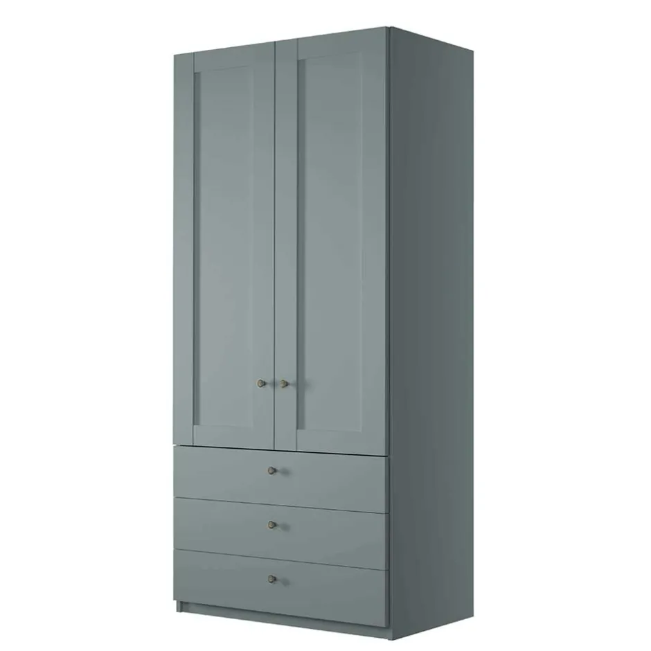 Graugrüner Kleiderschrank 2-türig mit 3 Schubladen - Rajavo^Wohnen Hot