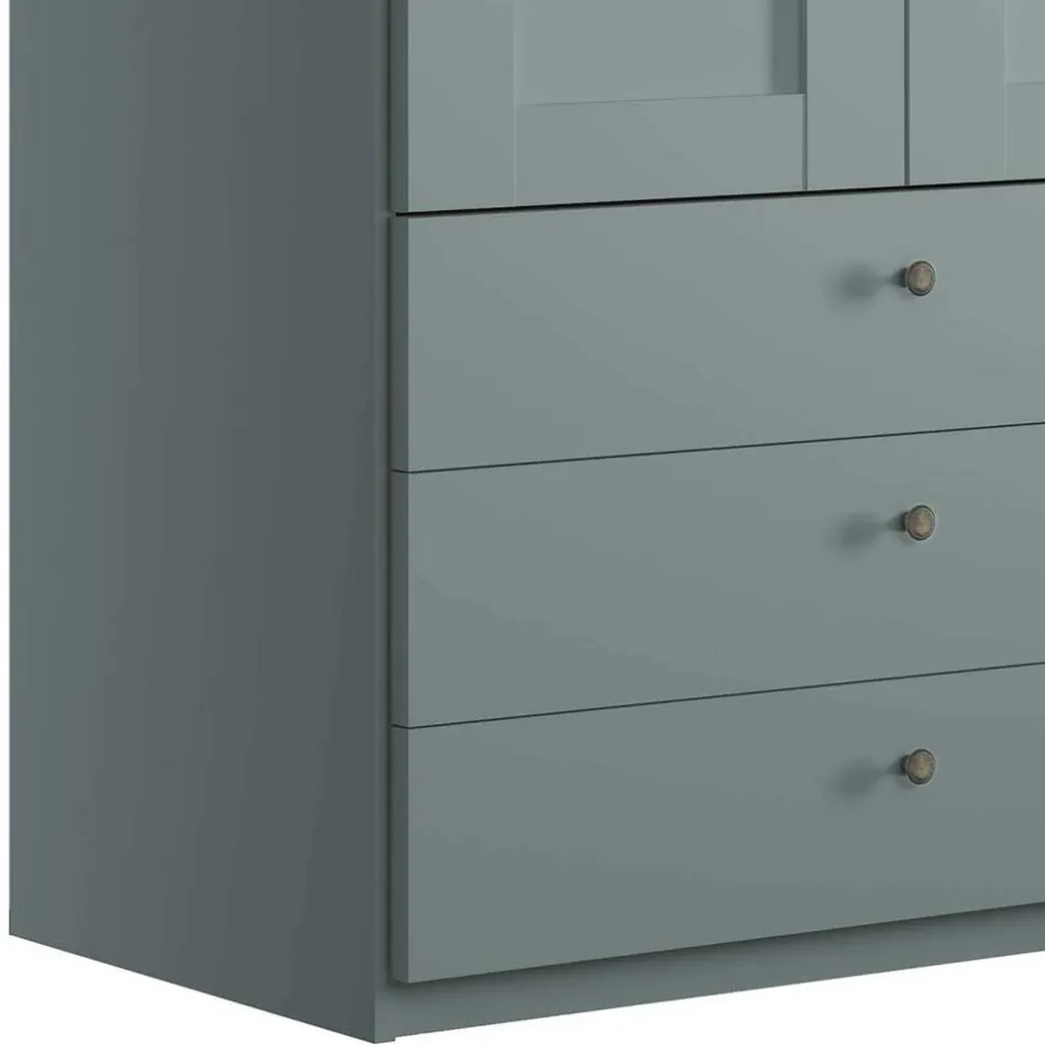 Graugrüner Kleiderschrank 2-türig mit 3 Schubladen - Rajavo^Wohnen Hot