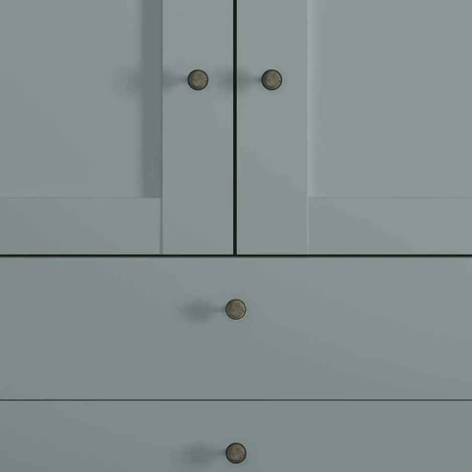 Graugrüner Kleiderschrank 2-türig mit 3 Schubladen - Rajavo^Wohnen Hot