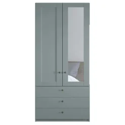 Graugrüner Kombi-Kleiderschrank 100 cm breit - Rajavo^Wohnen Clearance