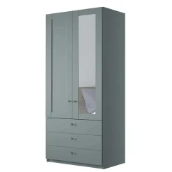 Graugrüner Kombi-Kleiderschrank 100 cm breit - Rajavo^Wohnen Clearance