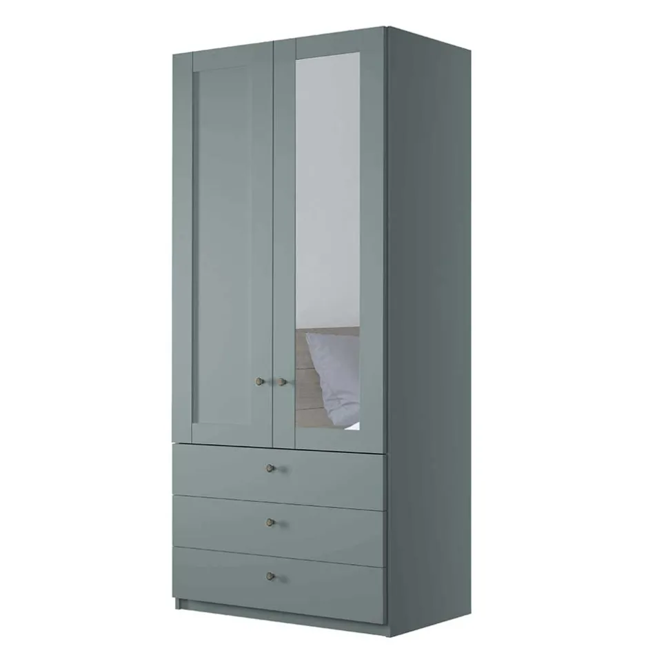 Graugrüner Kombi-Kleiderschrank 100 cm breit - Rajavo^Wohnen Clearance