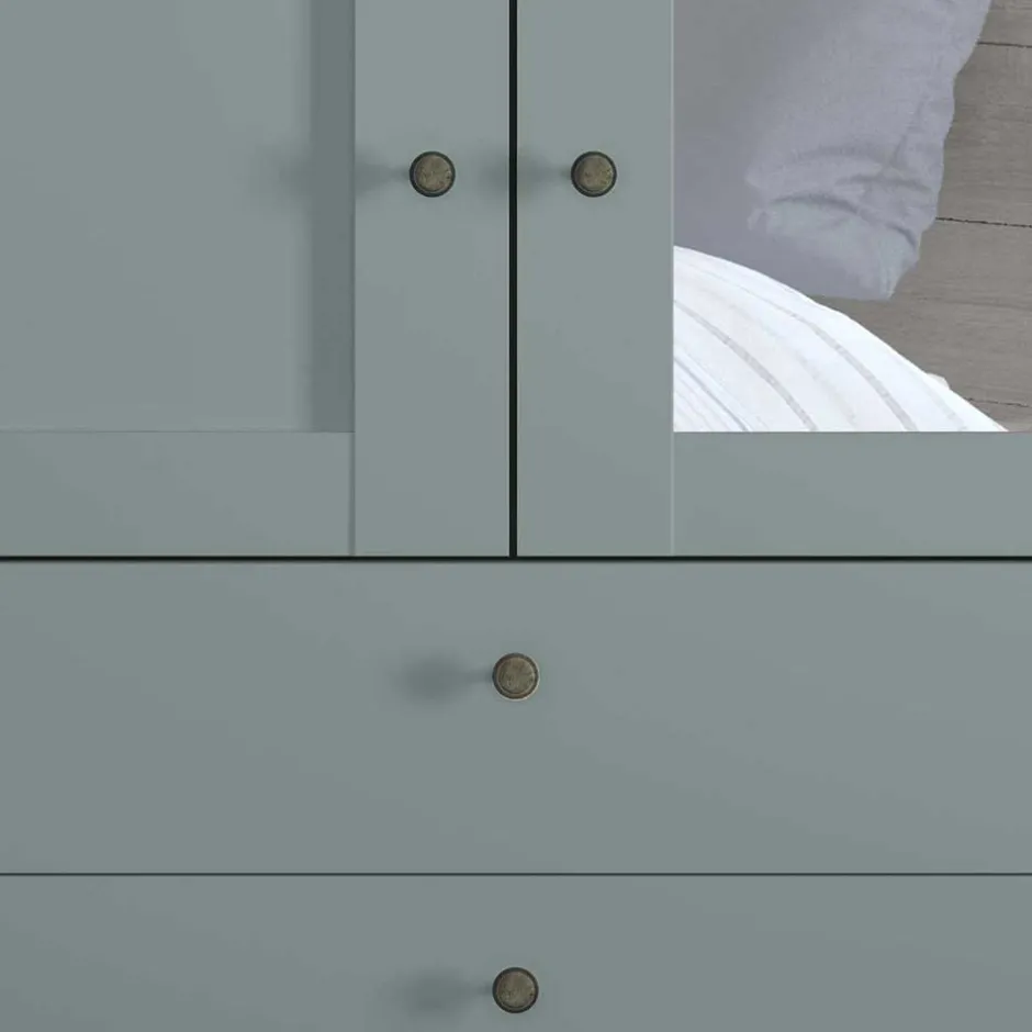 Graugrüner Kombi-Kleiderschrank 100 cm breit - Rajavo^Wohnen Clearance