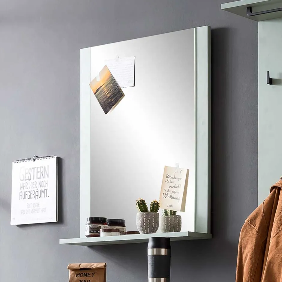 Wohnen Graugrüner Spiegel mit Ablage - Velmarun