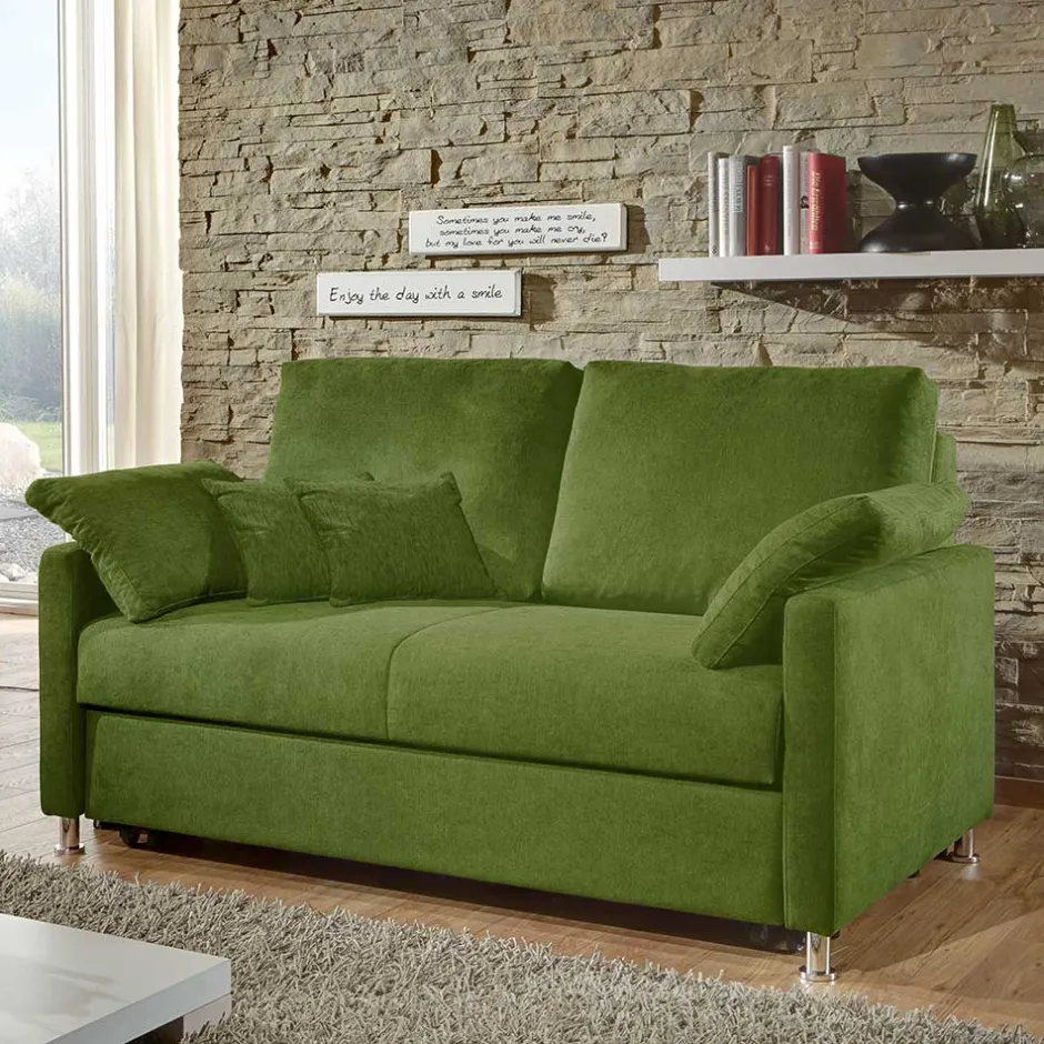 Grünes Zweisitzer Sofa ausklappbar - Molocai^Wohnen Outlet