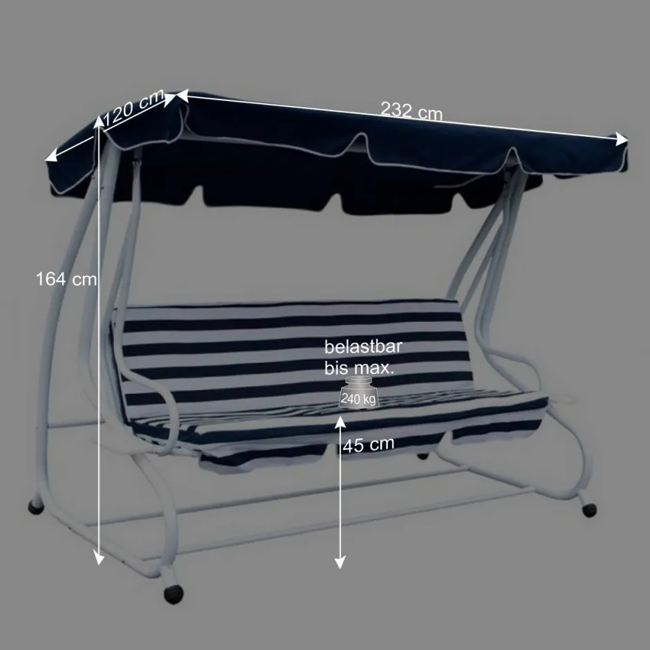 Große Hollywoodschaukel Kasaryn in Blau & Weiß^Wohnen Outlet