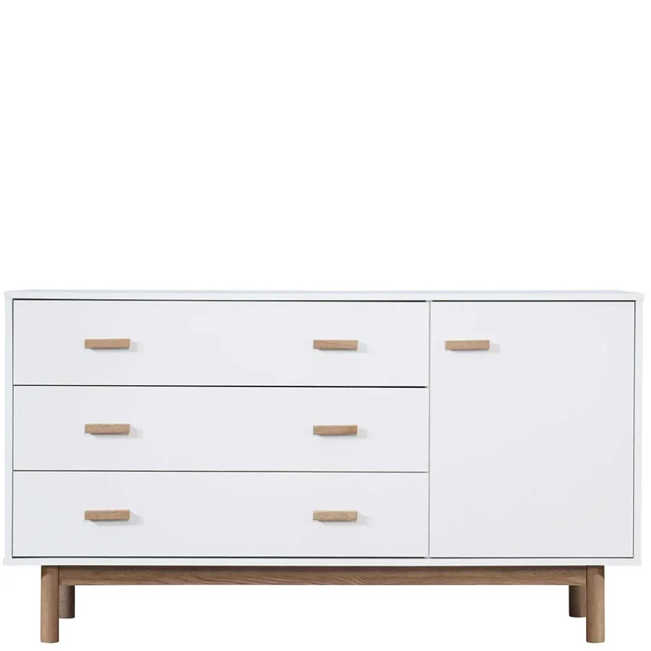 Wohnen Große Kombi-Kommode in Weiß mit Eiche - Savuta