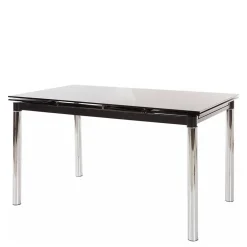 Großer Ausziehtisch aus Schwarzglas & Chrom - Tedyra^Wohnen