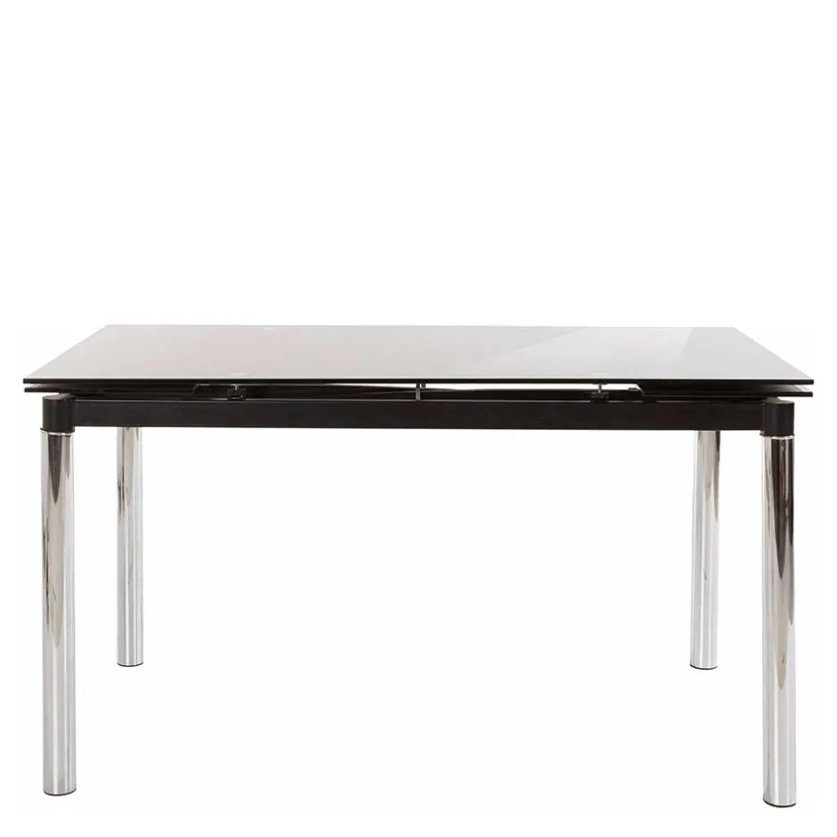 Großer Ausziehtisch aus Schwarzglas & Chrom - Tedyra^Wohnen