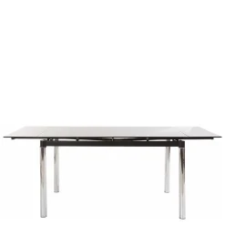 Großer Ausziehtisch aus Schwarzglas & Chrom - Tedyra^Wohnen