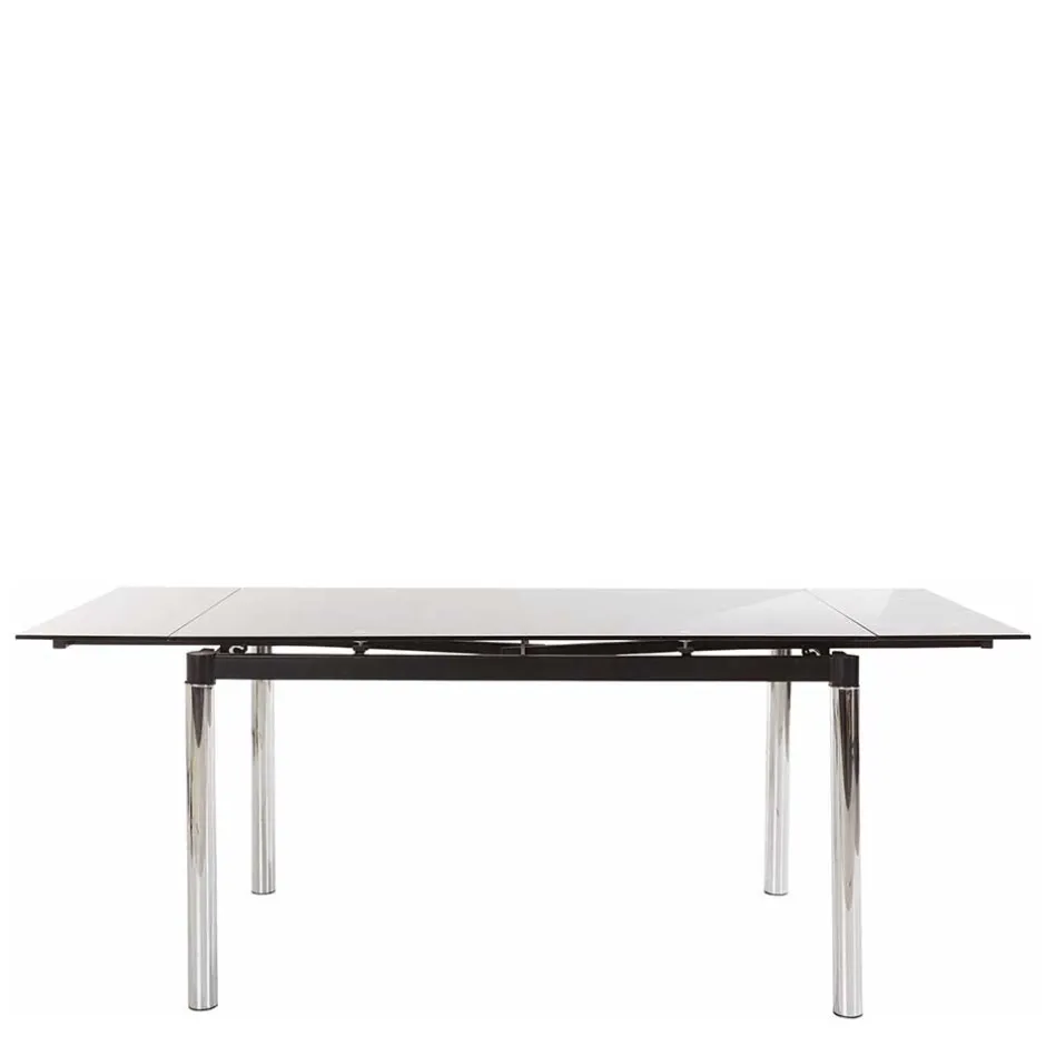Großer Ausziehtisch aus Schwarzglas & Chrom - Tedyra^Wohnen
