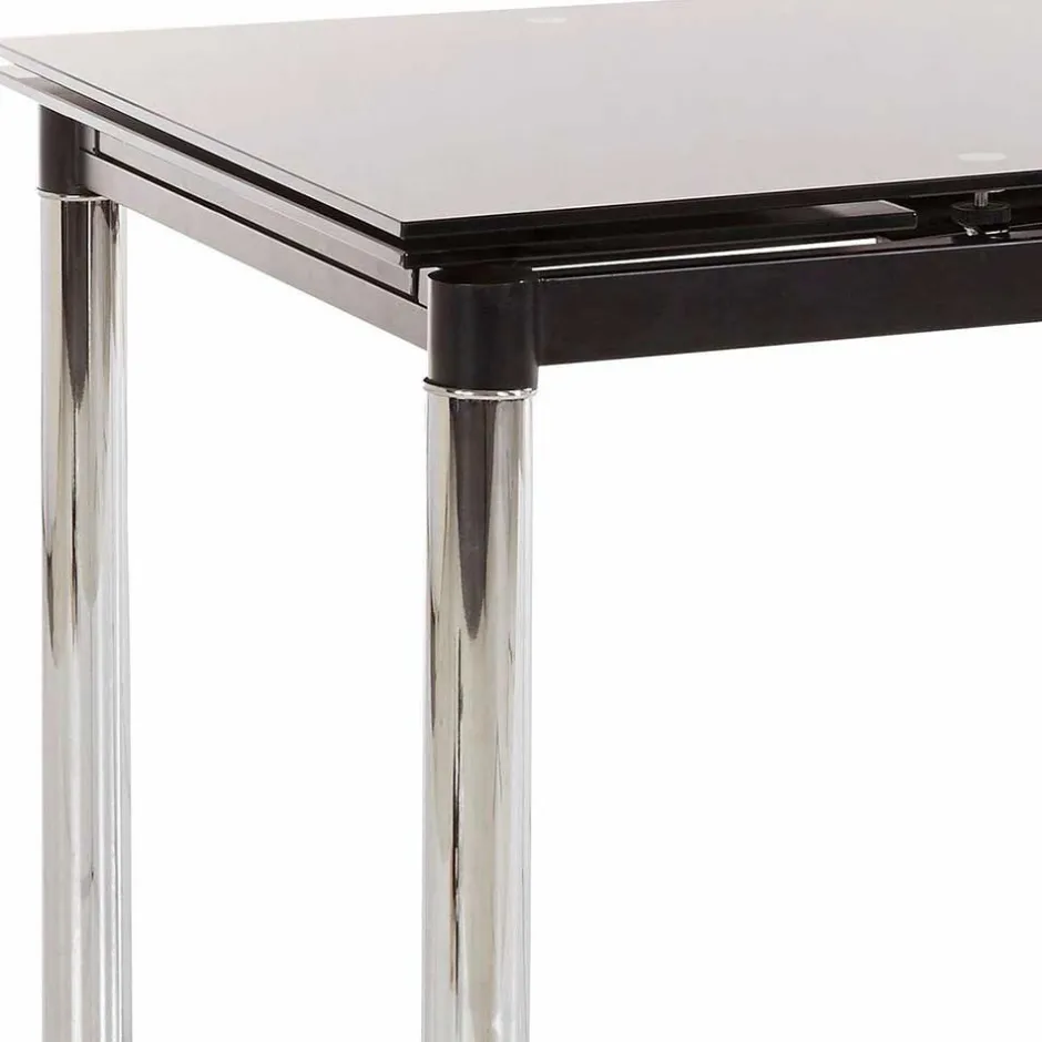 Großer Ausziehtisch aus Schwarzglas & Chrom - Tedyra^Wohnen