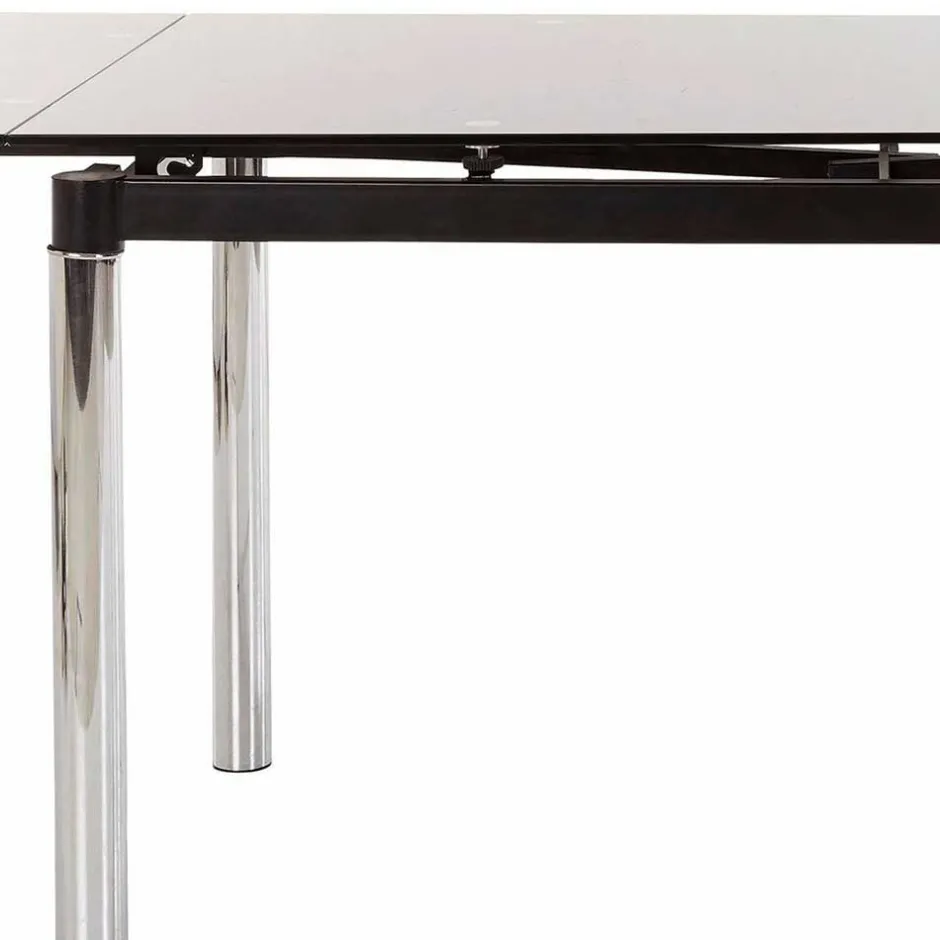 Großer Ausziehtisch aus Schwarzglas & Chrom - Tedyra^Wohnen