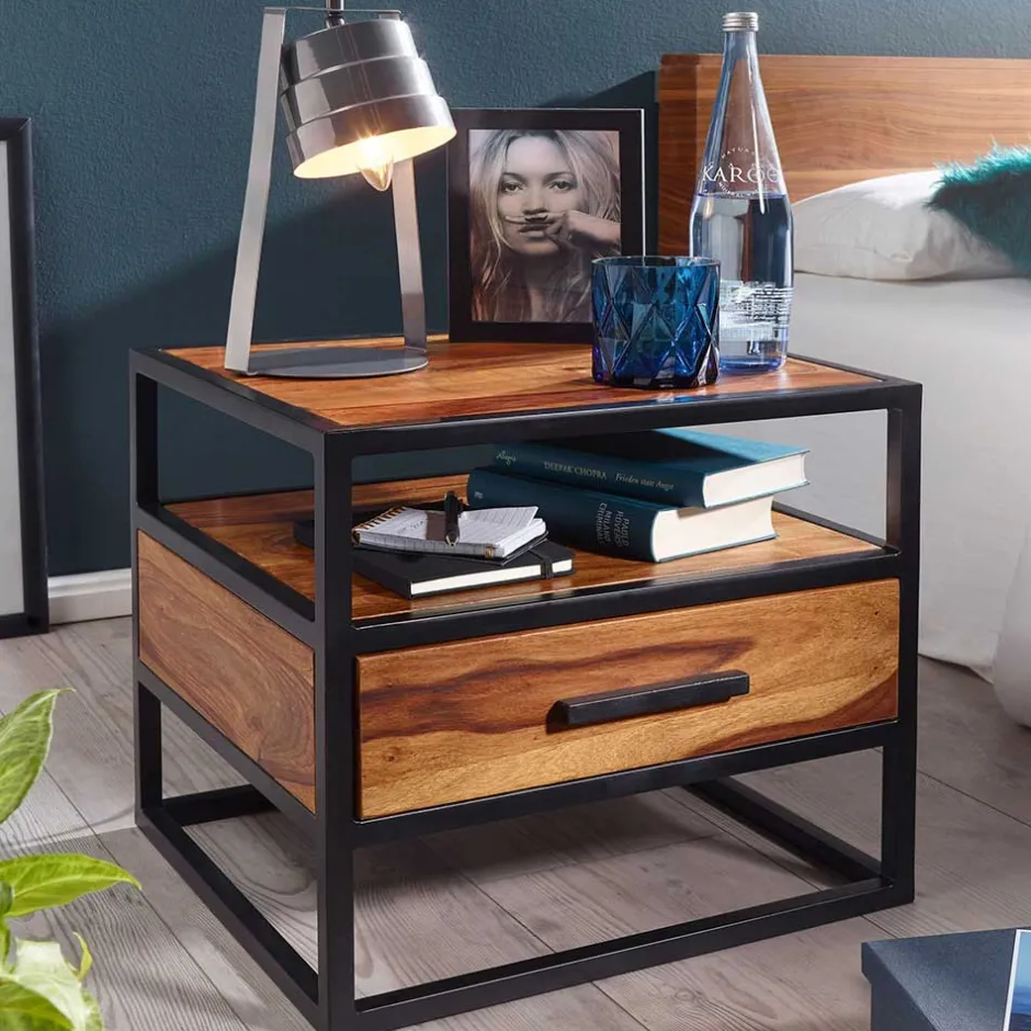 Wohnen Großer Industrial Nachttisch mit Schublade - Enyet