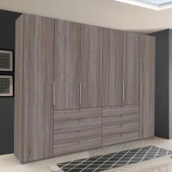 Wohnen Großer Kleiderschrank im Holzlook foliert - Crenba