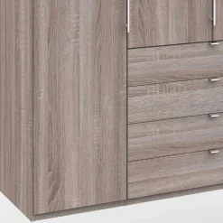 Wohnen Großer Kleiderschrank im Holzlook foliert - Crenba