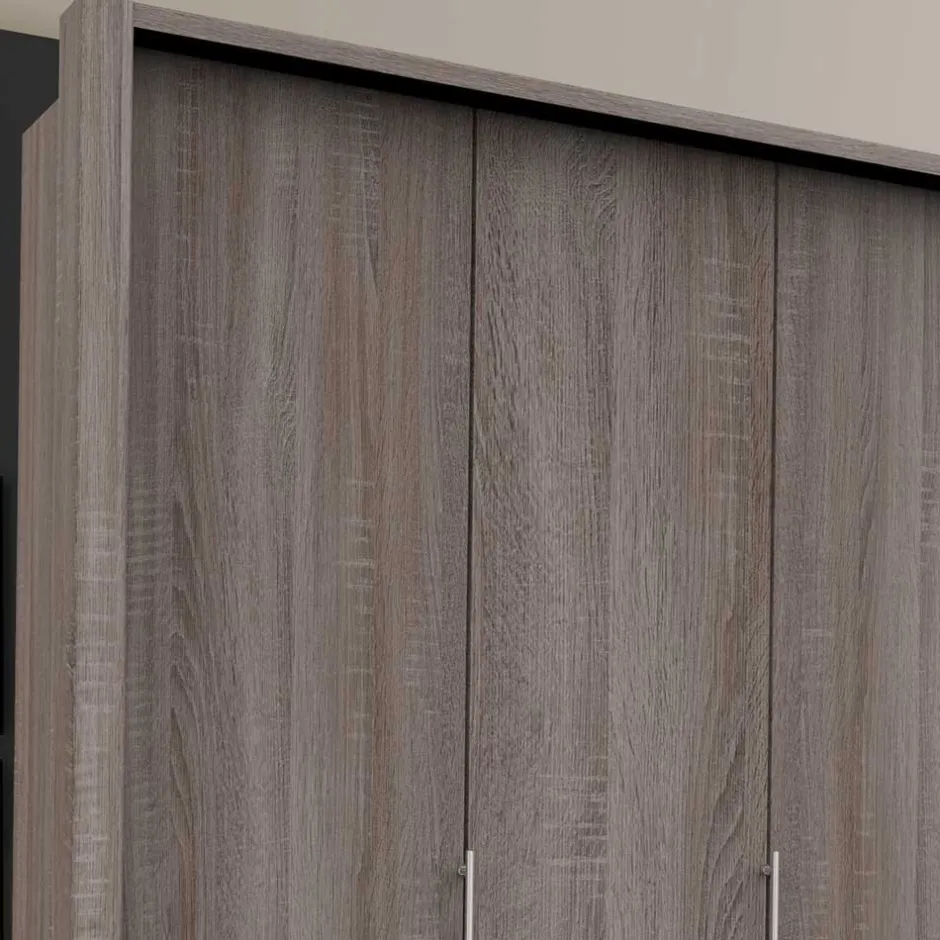 Wohnen Großer Kleiderschrank im Holzlook foliert - Crenba