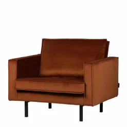 Wohnen Großer Loungesessel Naryon mit Samt in Rostfarben