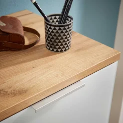 Wohnen Großer Schuhschrank Reestyl mit Glas Weiß