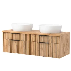 Großer Waschplatz mit 2 Becken & Badschränke - Crystoga (vierteilig)^Wohnen Online