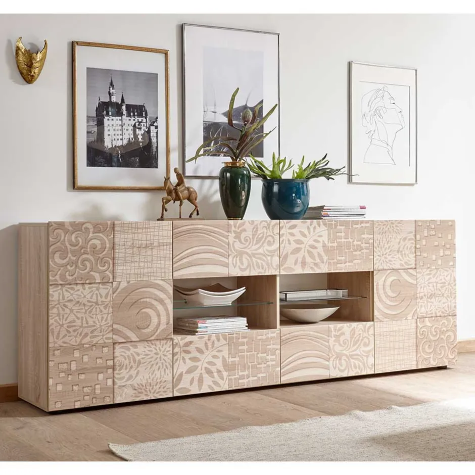 Wohnen Großes Sideboard in Eiche Sonoma Dekor - Bielvas I