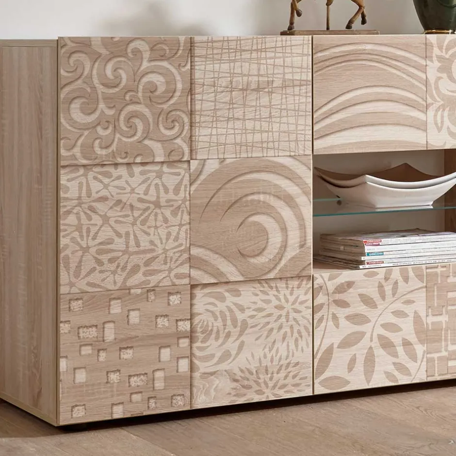 Wohnen Großes Sideboard in Eiche Sonoma Dekor - Bielvas I