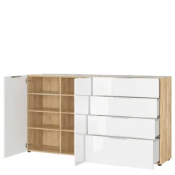 Wohnen Großes Sideboard in Wildeiche & Weiß - Riodna