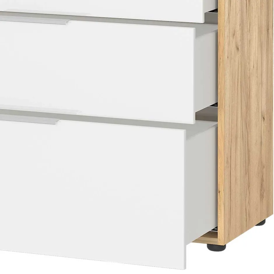 Wohnen Großes Sideboard in Wildeiche & Weiß - Riodna