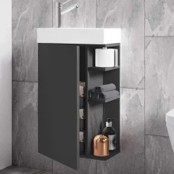 Wohnen Gäste WC Waschtisch in Anthrazit mit Weiß - Fabio