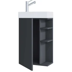 Wohnen Gäste WC Waschtisch in Anthrazit mit Weiß - Fabio