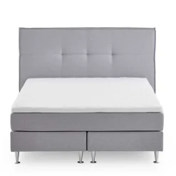 Wohnen H3 Boxspringbett in Hellgrau Stoff & Chrom - Tuwedia
