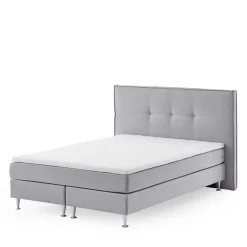 Wohnen H3 Boxspringbett in Hellgrau Stoff & Chrom - Tuwedia