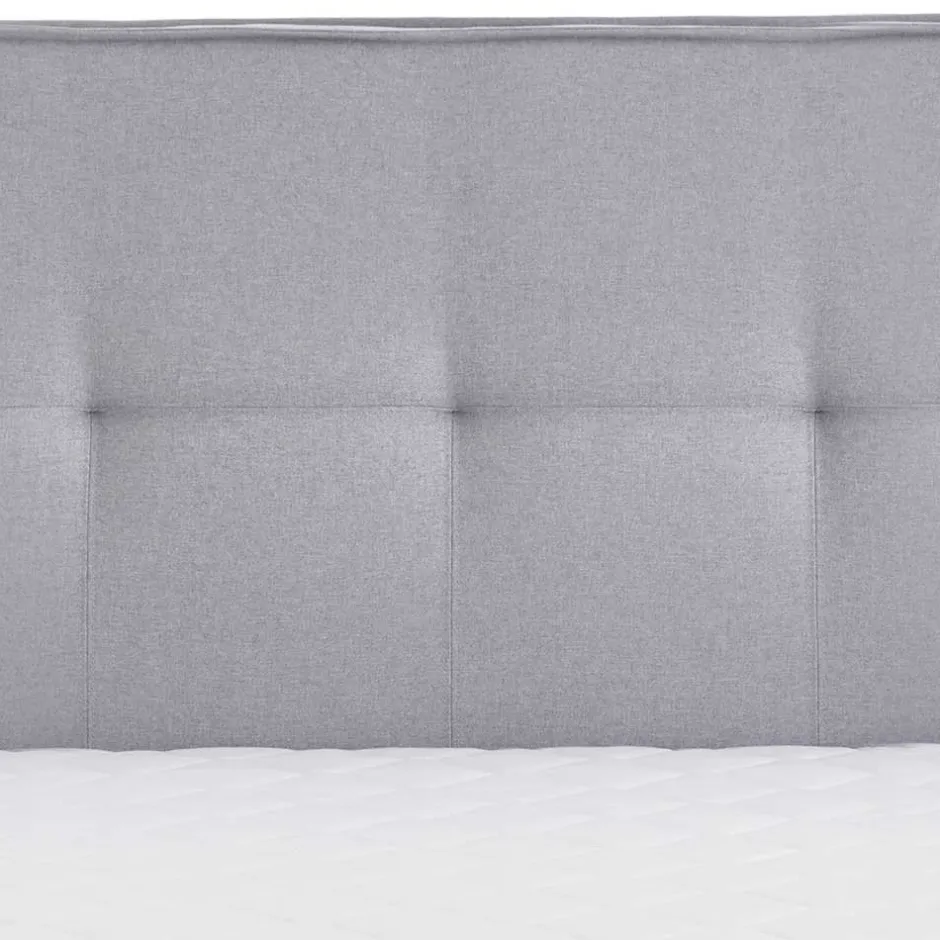Wohnen H3 Boxspringbett in Hellgrau Stoff & Chrom - Tuwedia