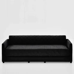 Wohnen H2 Schlafcouch mit Topper in Schwarz Stoff - Casmanian