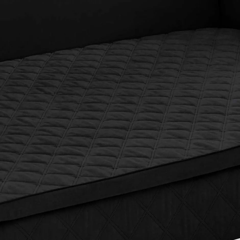 Wohnen H2 Schlafcouch mit Topper in Schwarz Stoff - Casmanian