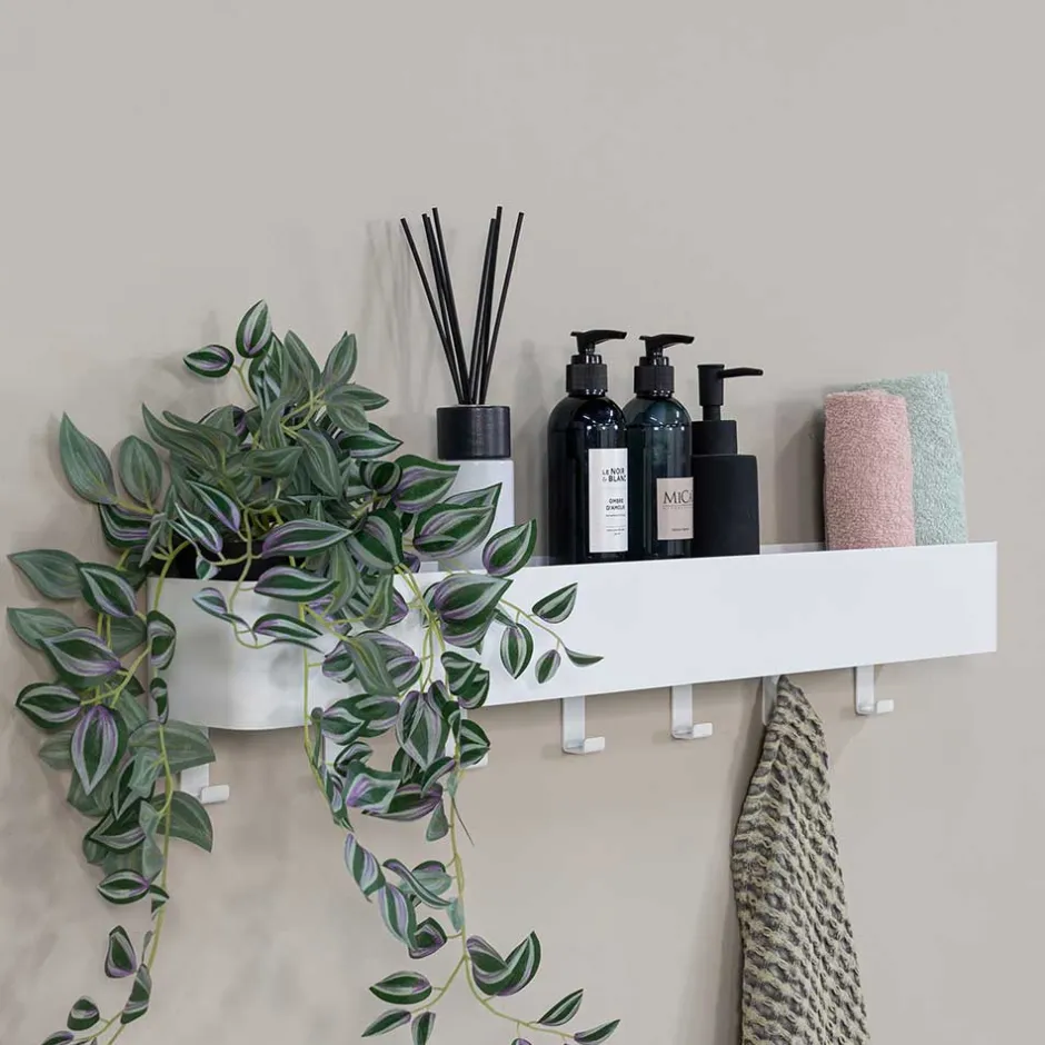 Wohnen Hakenleiste mit Ablage in Weiß - Kyonus