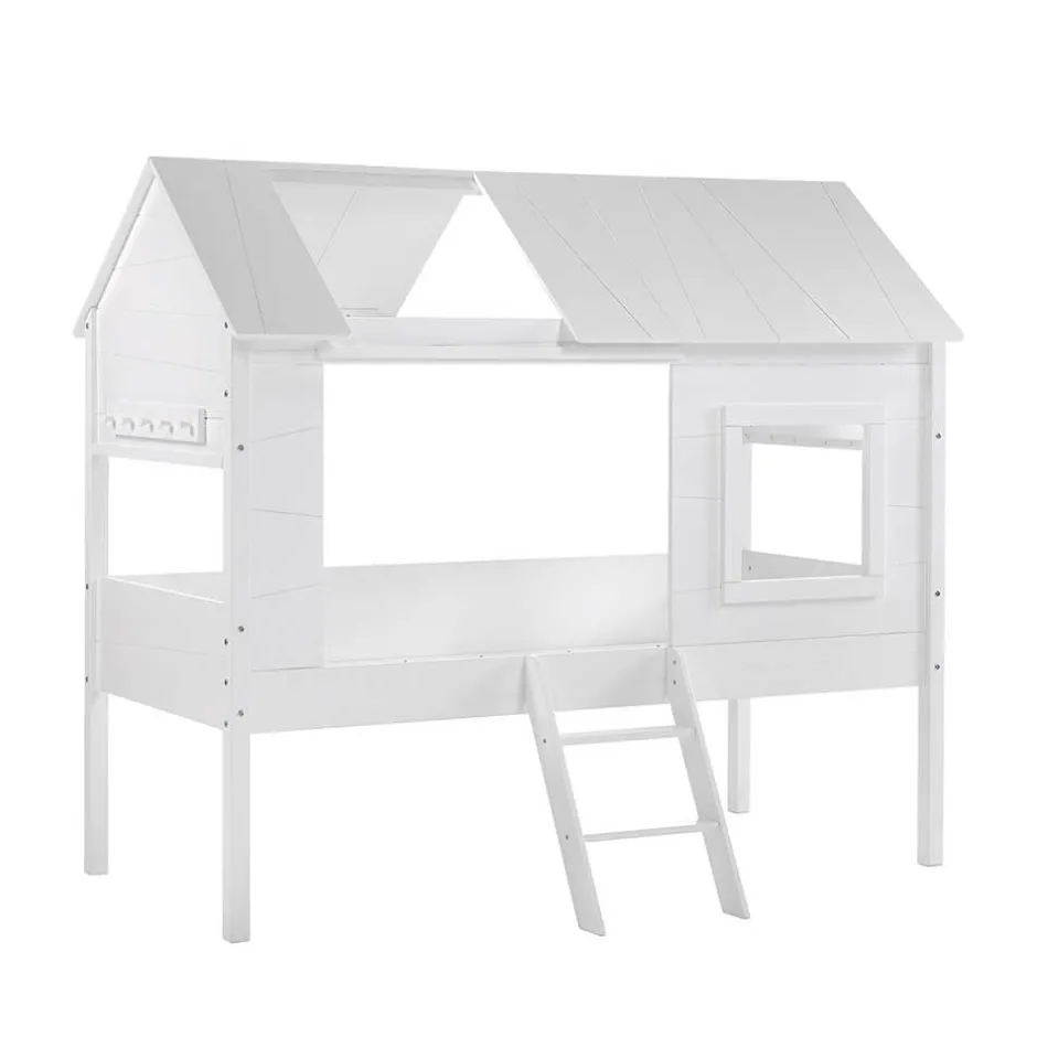 Kinder Wohnen Halbhohes Hausbett für Kinder in Weiß - Tabitana