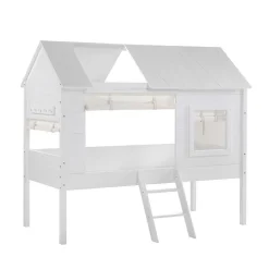 Kinder Wohnen Halbhohes Hausbett für Kinder in Weiß - Tabitana