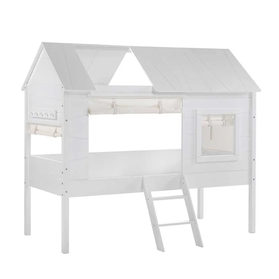 Kinder Wohnen Halbhohes Hausbett für Kinder in Weiß - Tabitana